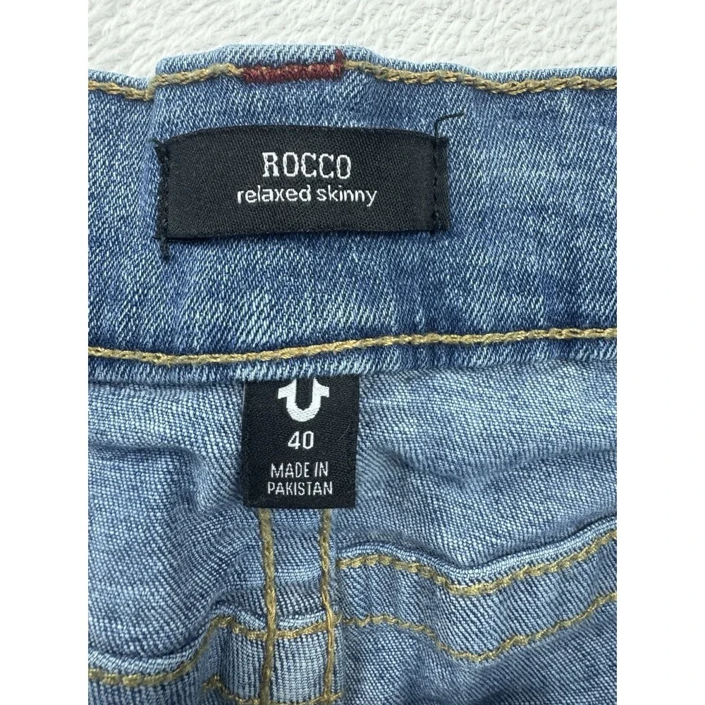 True Religion Men's Rocco Big T Flap Relaxed Skinny Mid Rise Jean SZ 40